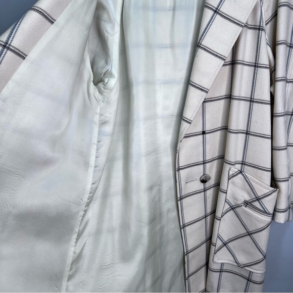 Vintage Yellow Academia Longline Wool Plaid Windowpane Blazer Classic - Picture 7 of 16